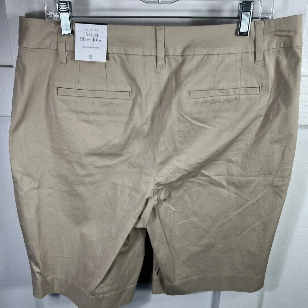 Talbots Perfect Short 10.5 Inseam Khaki Tan Bermuda Chino Shorts Womens 12 NEW